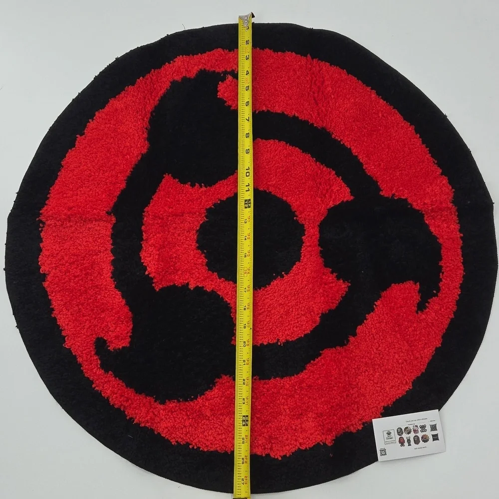 Red and Black Mystic Eye Circular Rug New